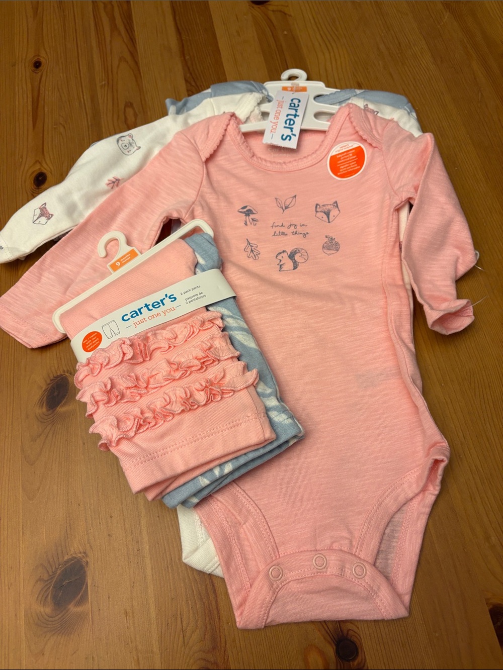 Carter's Pink pants and long sleeve onsies